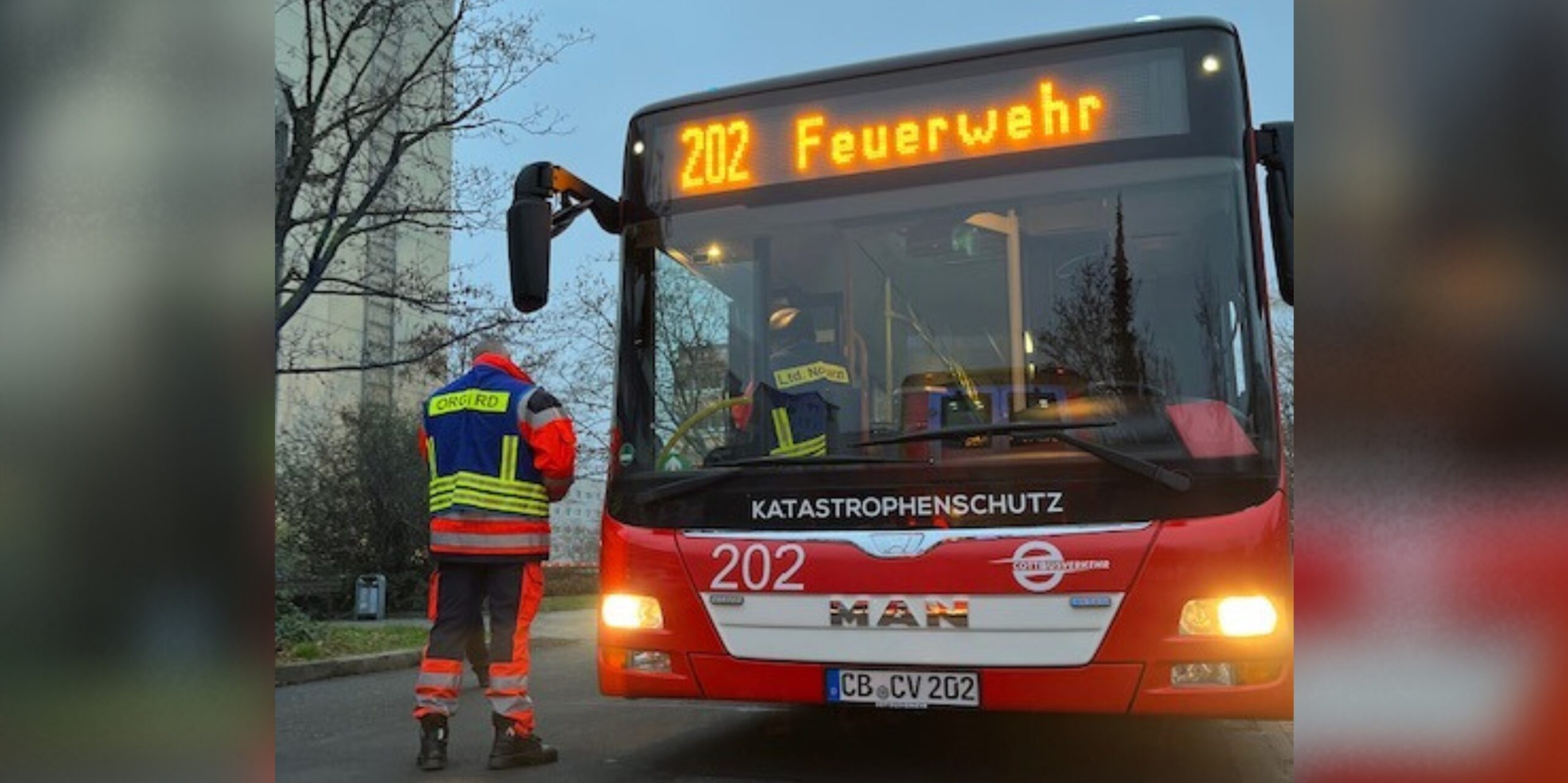 Feuerwehrbus, Feuerwehr Cottbus, Einsatz