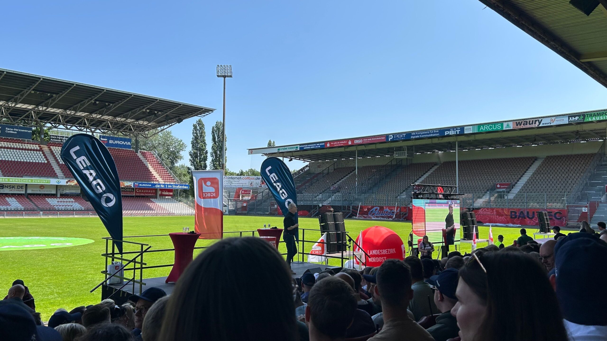 Die LEAG Betriebsversammlung im Energie Stadion in Cottbus