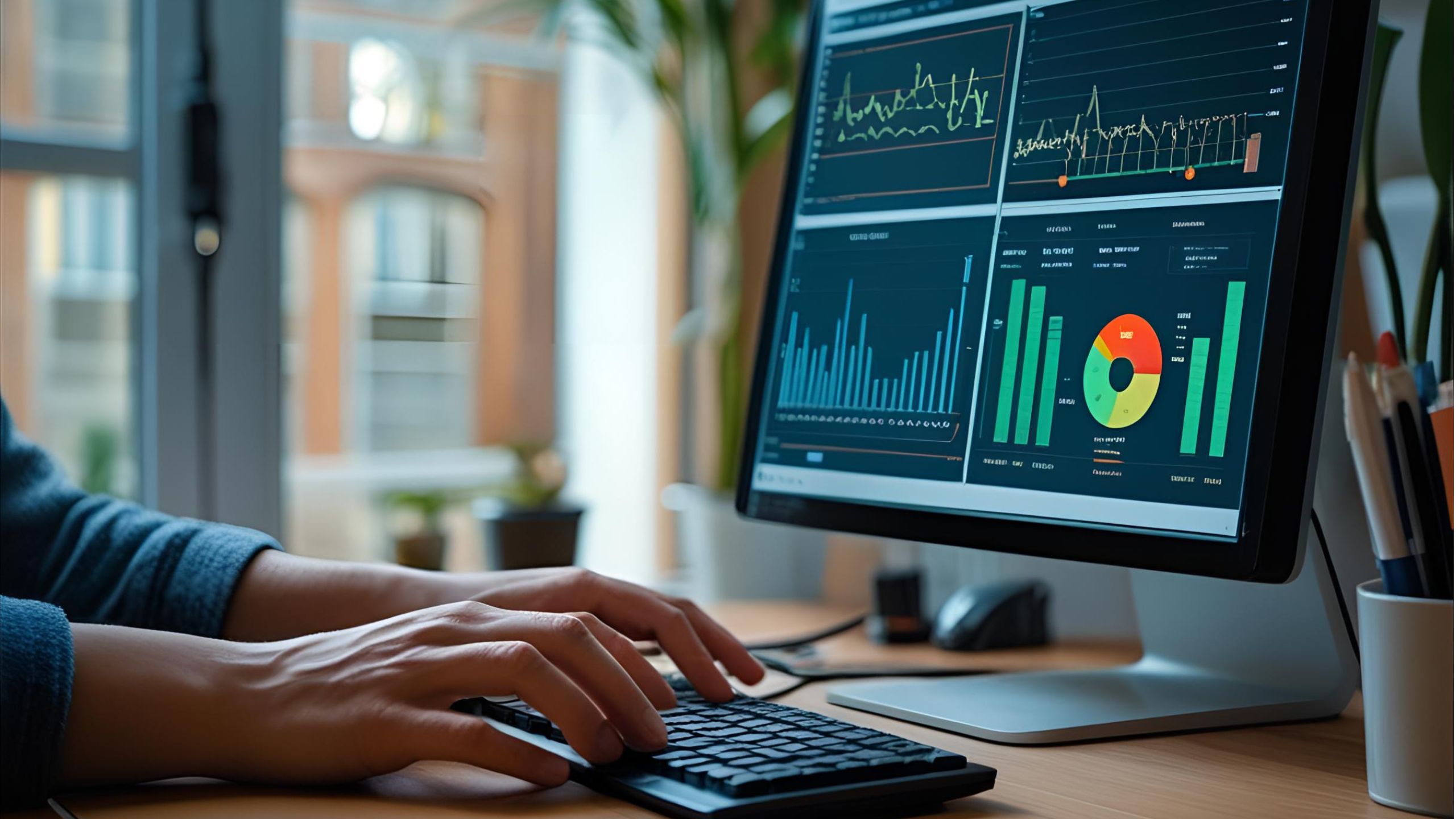 Ein Mitarbeiter des Energiedatenmanagements am Computer