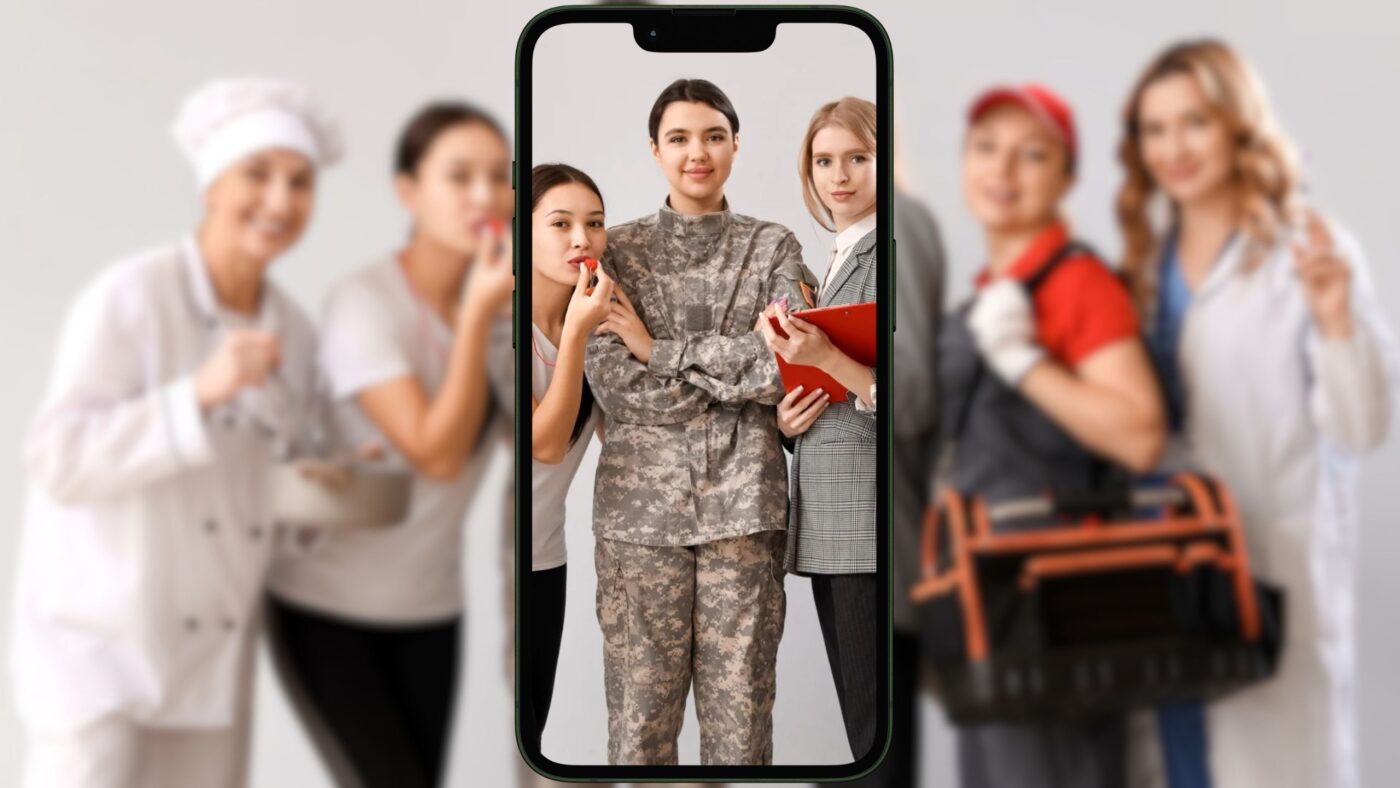 6 Frauen die fotografiert werden