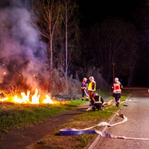 Feuerwehr löscht einen Vegetationsbrand in der Richard-Wagner-Straße in Forst