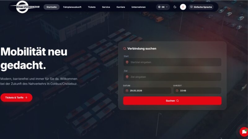 Cottbusverkehr startet neue Website: Barrierefrei, moderner und mit Chatbot