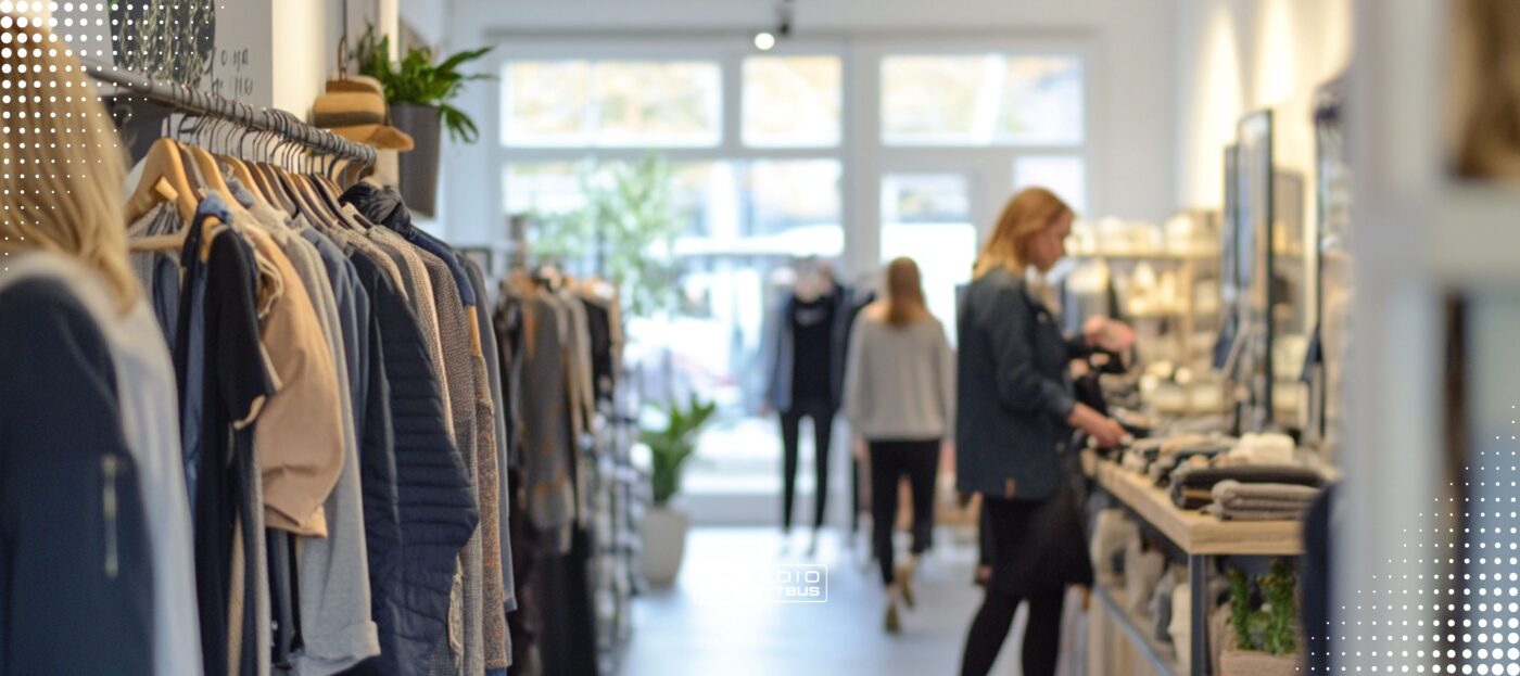 Ein Modegeschäft, in dem einige Frauen shoppen