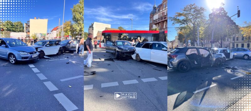 Drei Autos bei Unfall in Cottbus beteiligt