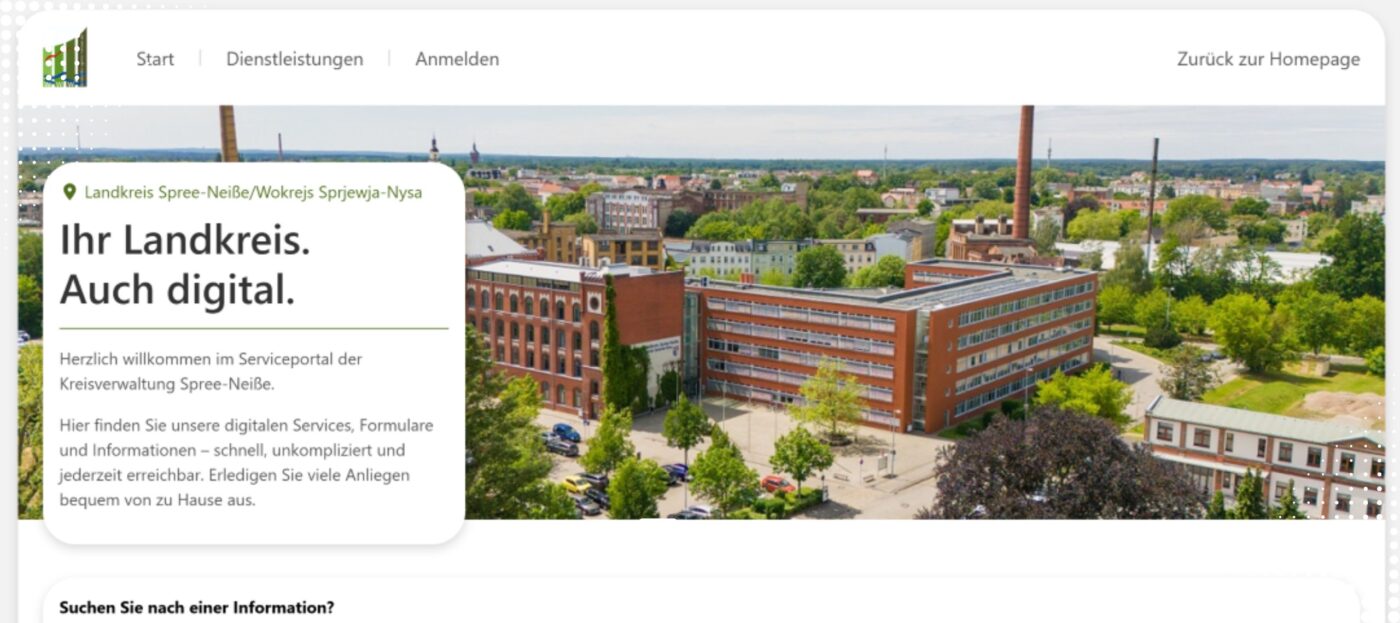 Blick auf die Startseite des Serviceportals Spree-NeißeQuelle: Landkreis Spree-Neiße/Wokrejs Sprjewja-Nysa